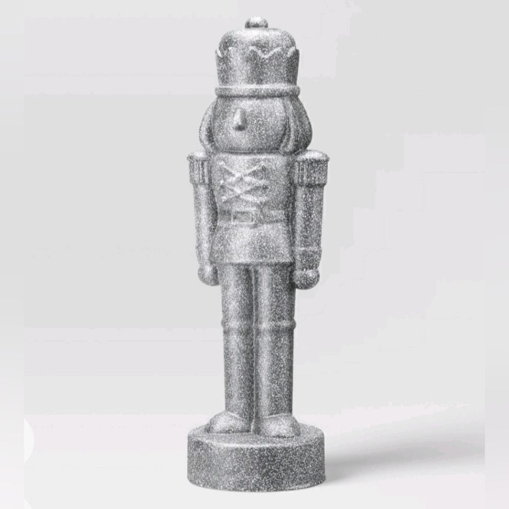New Target 2024 Silver Glittered Christmas Decorative Nutcracker, 11.5 in H